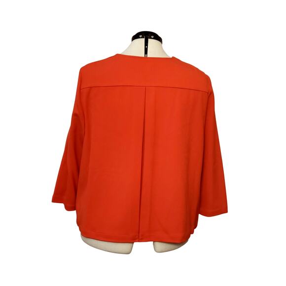 Chico's Gold Square Button Crepe Annatto Orange Boxy Jacket Size 3 (XL/16) - Picture 6 of 12